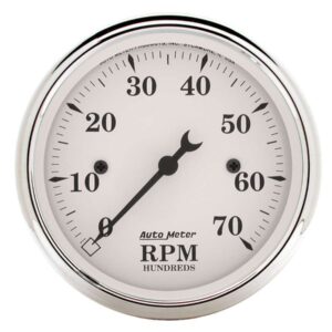 Old Tyme White 3 1/8in Tach 7000 RPM Elec.