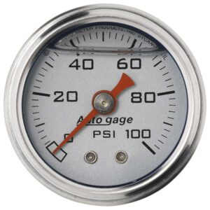 1-1/2in Pressure Gauge - 0-100psi - Silver Face