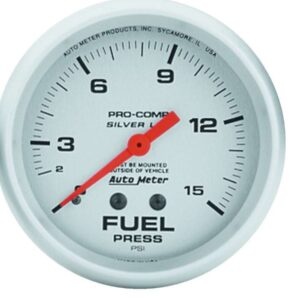 Pro Comp 2-5/8in Silver Liq-Fill Fuel 0-15 PSI