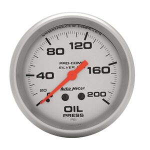 Pro Comp 2-5/8in Silver Liq-Fill Oil 0-200 PSI