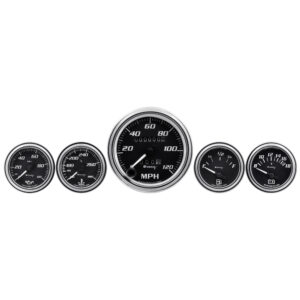 5-Piece Gauge Set Black Face/Chrome Bezel