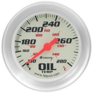 2-5/8 Dia Oil Temp Gauge Silver 130-280