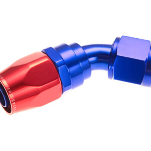 20 AN 45Deg Dble Swivel Hose End Red Blue