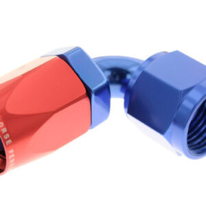 6AN 90Deg Female Alum Hose End Red Blue
