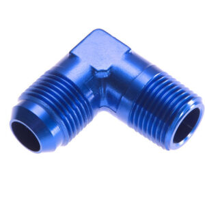 10AN 90Deg Male Adapter to 3/8in NPT Male Blue