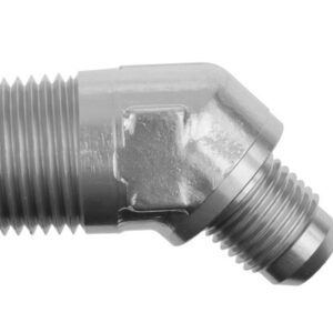 6AN 45Deg Male Adapter to 1/4in NPT Male Clear