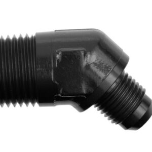 8AN 45Deg Male Adapter to 1/4in NPT Male Black
