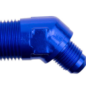 8AN 45Deg Male Adapter to 1/2in NPT Male Blue
