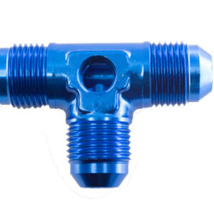 6AN Male Flare Tee with 1/8in NPT Port Blue