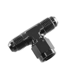 8AN Tee with Female Swivel on Branch Black