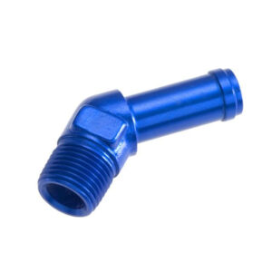 1/4in Hose to 1/8in NPT Male 45Deg Blue