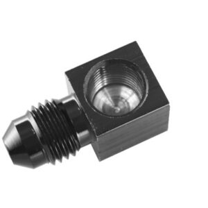 4AN Male to 1/8in NPT FM Gauge Adapter 90Deg BLK